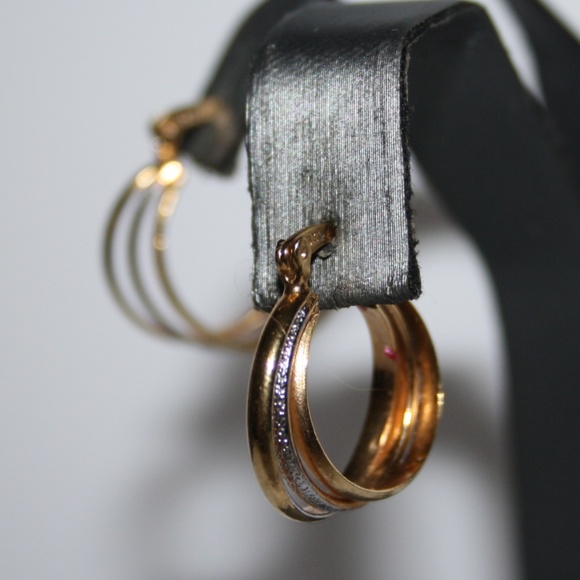 Vintage Jewelry - Vintage gold and silver hoop earrings